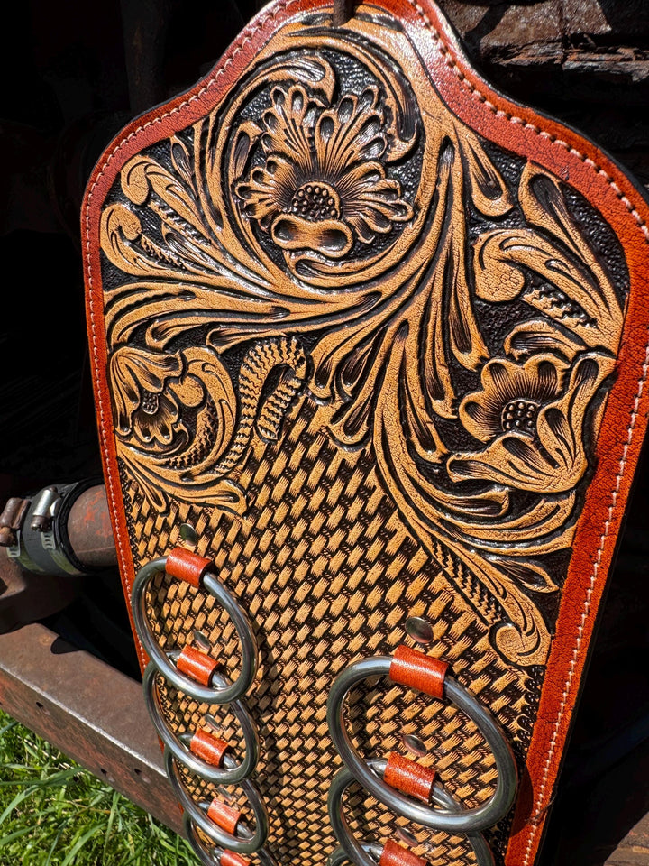 Genuine Western Tooled Leather Wild Rag Scarf Display Holder Keeper