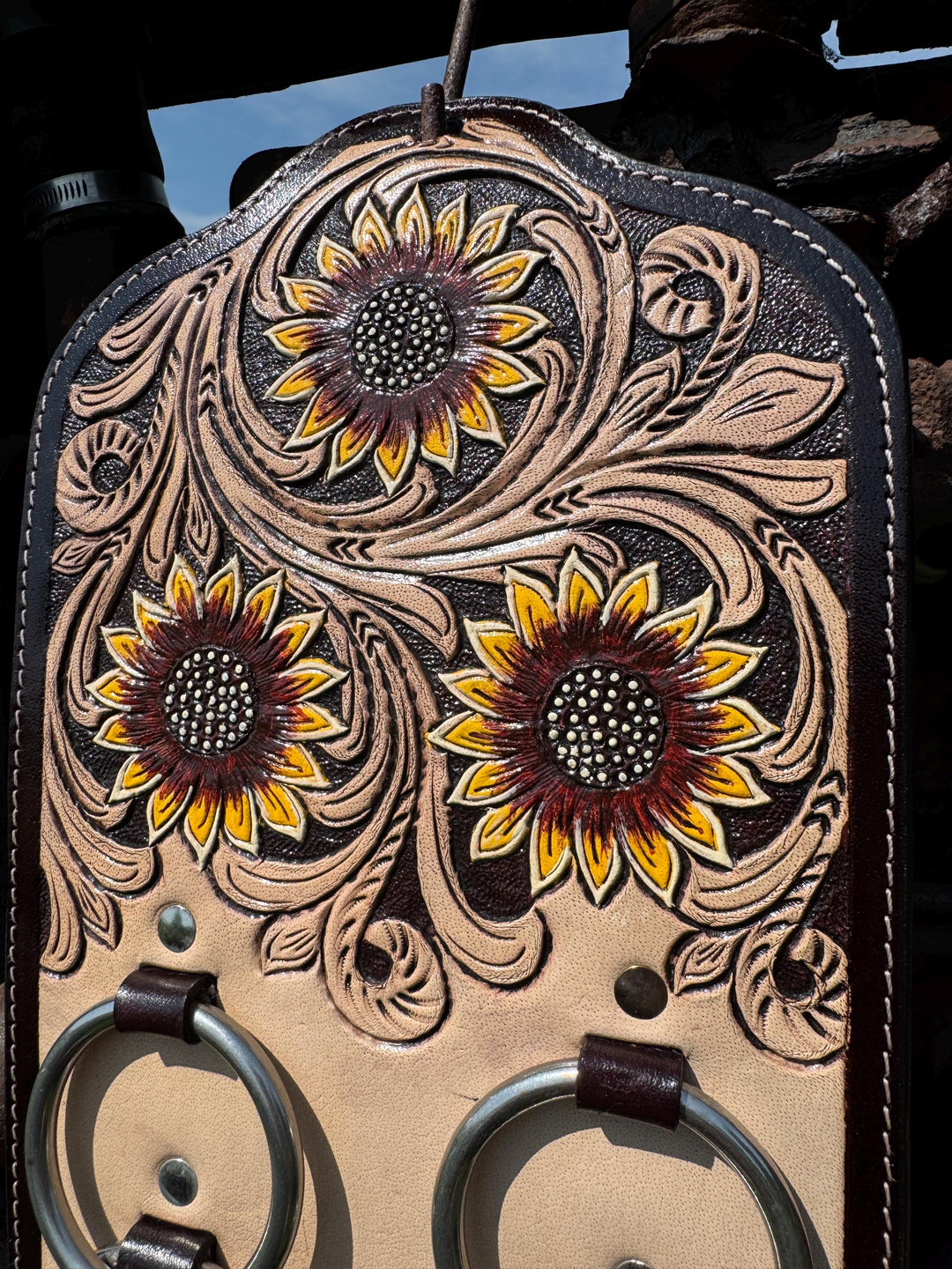 Genuine Western Tooled Leather Wild Rag Scarf Display Holder Keeper