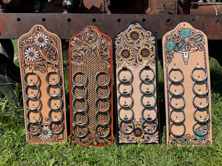 Genuine Western Tooled Leather Wild Rag Scarf Display Holder Keeper