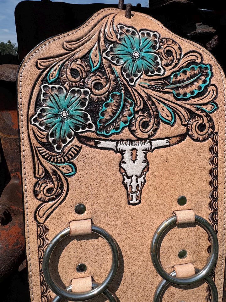 Genuine Western Tooled Leather Wild Rag Scarf Display Holder Keeper