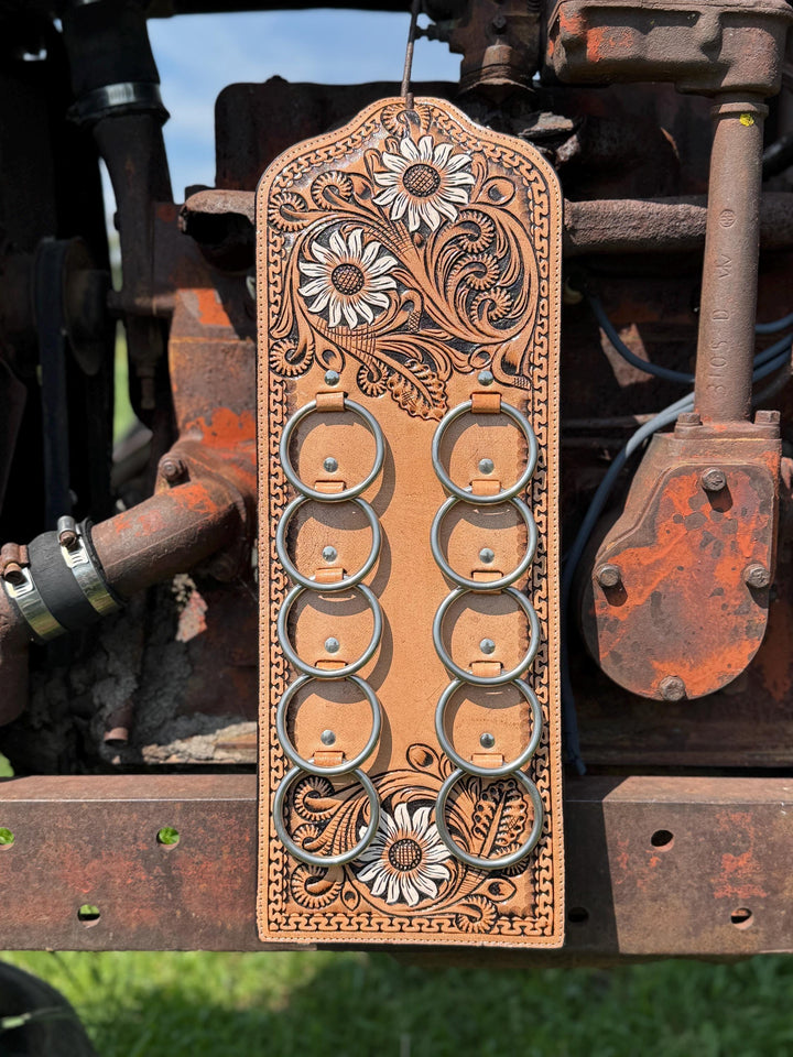 Genuine Western Tooled Leather Wild Rag Scarf Display Holder Keeper