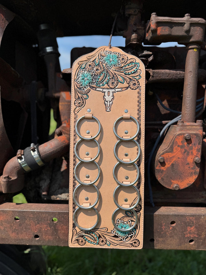 Genuine Western Tooled Leather Wild Rag Scarf Display Holder Keeper