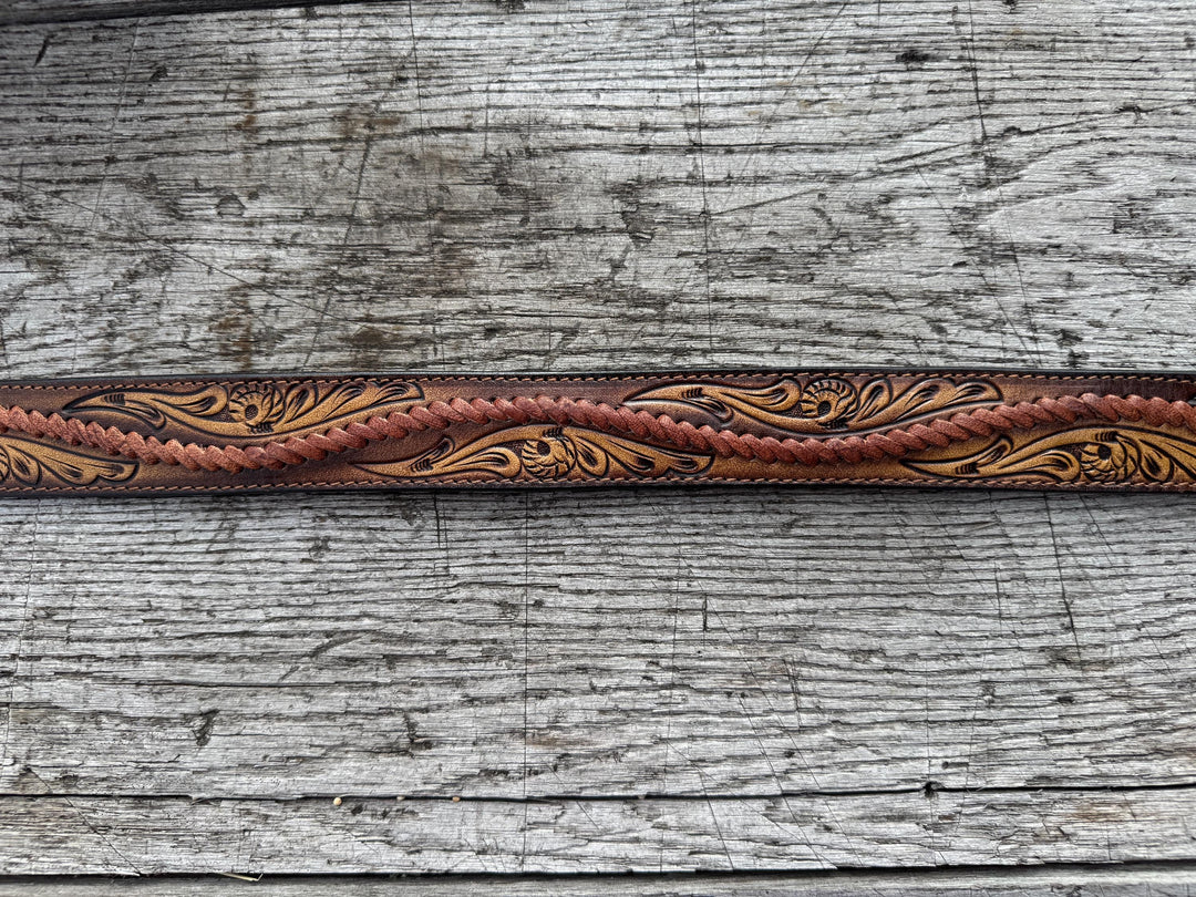 Genuine Tooled Leather Western Belt