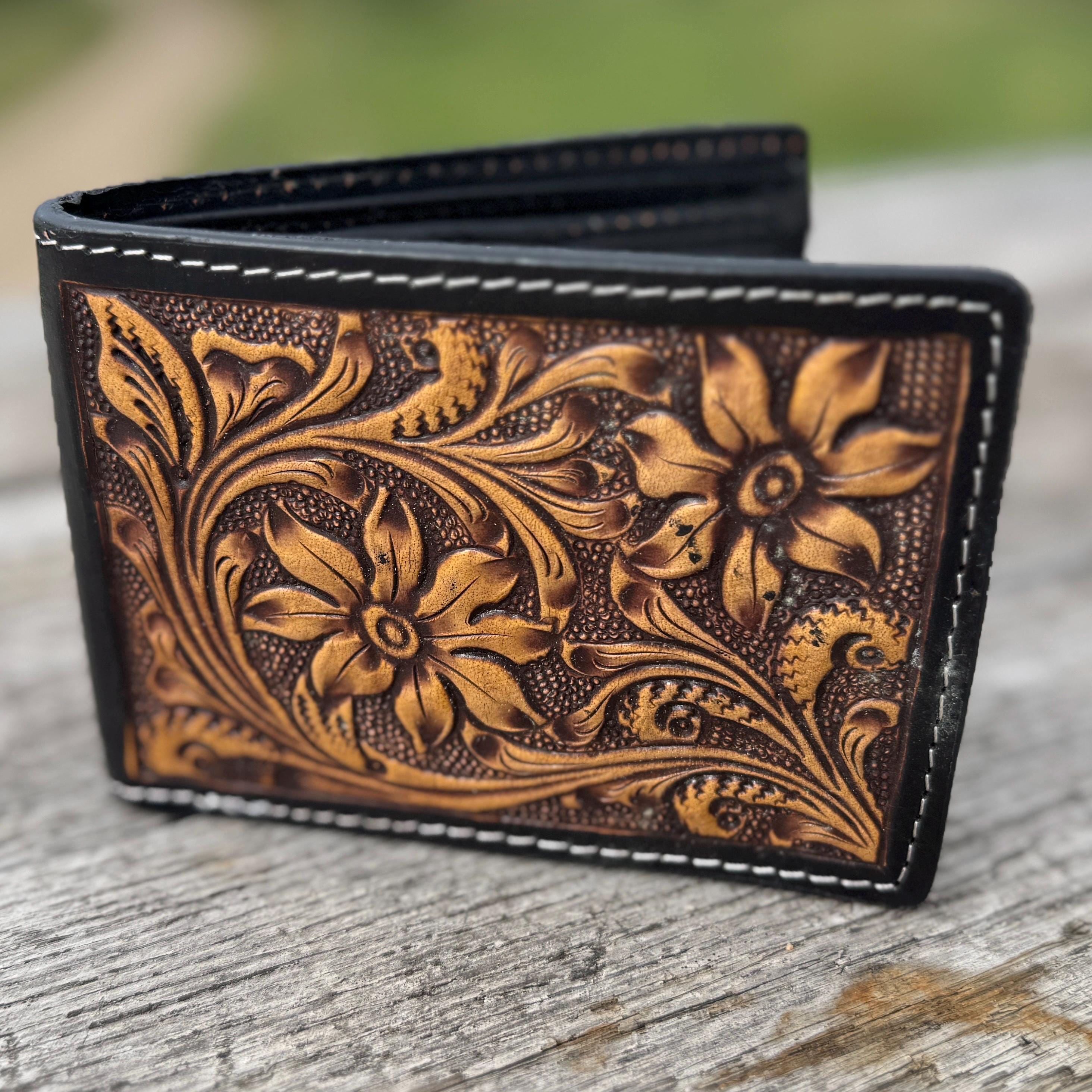 Men's Western Tooled Leather Bi-fold Wallet – Neon Spur