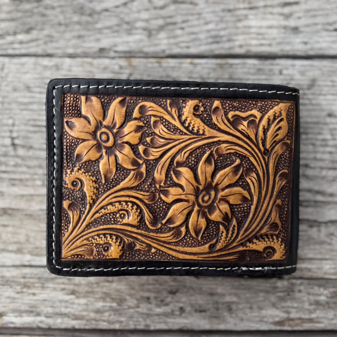 Men’s Western bi-fold wallet with floral designs by Double B Wild Rags Double B Wild Rags
