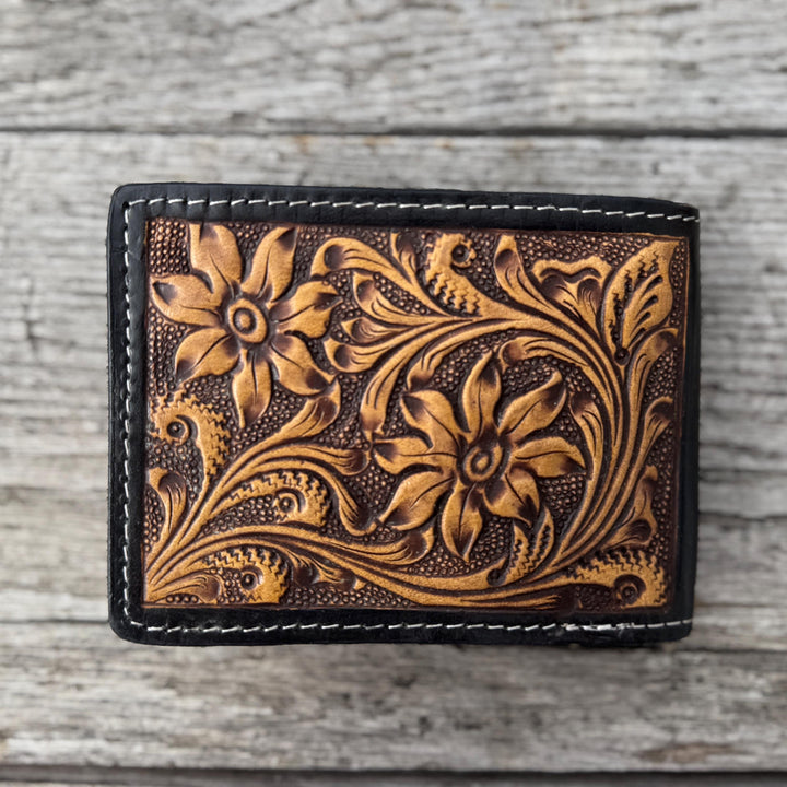 Men’s Western bi-fold wallet with floral designs by Double B Wild Rags Double B Wild Rags