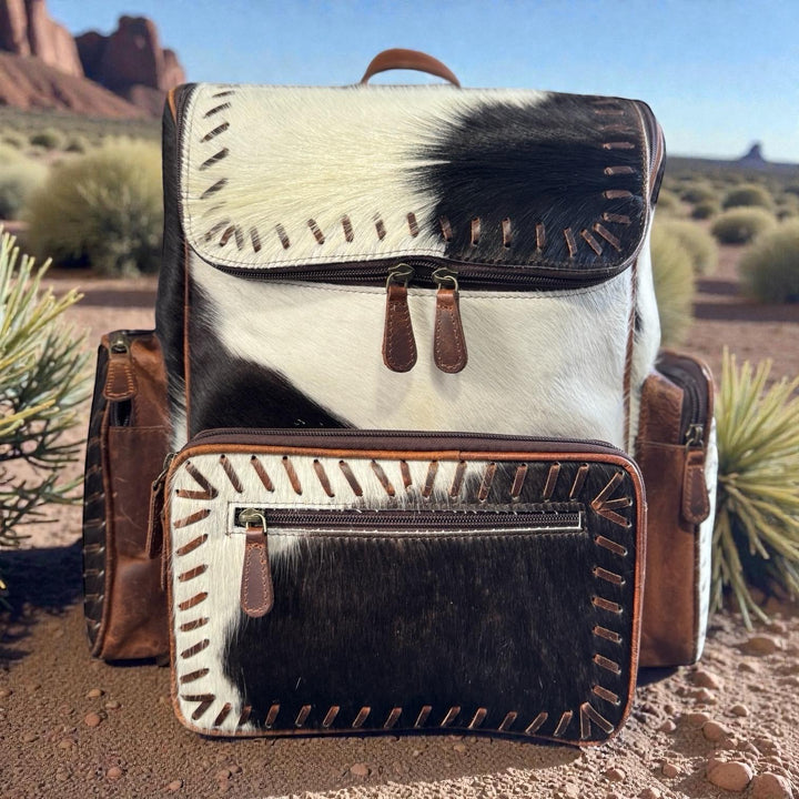Genuine Western Cowhide Leather Backpack Diaper Bag Personal Item carry-on luggage by Double B Wild Rags Double B Wild Rags