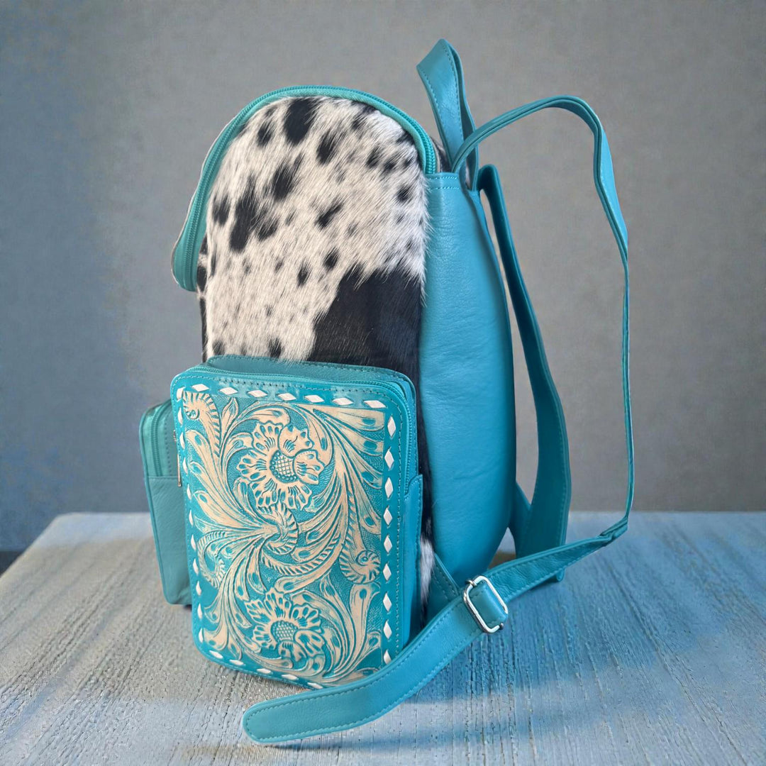 Turquoise Genuine Leather & Cowhide Western Backpack