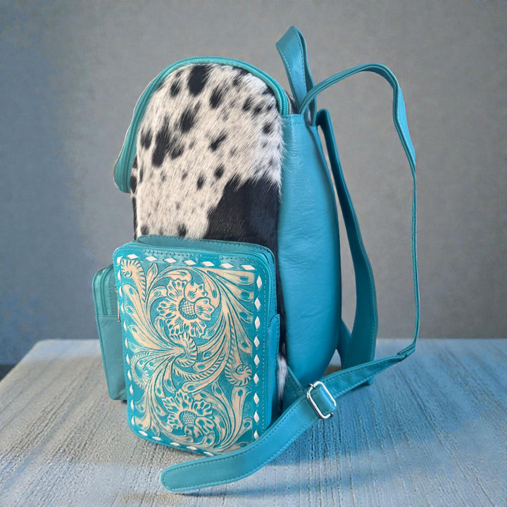 Turquoise Genuine Leather & Cowhide Western Backpack