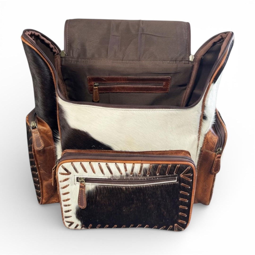 Genuine Western Cowhide Leather Backpack Diaper Bag Personal Item carry-on luggage by Double B Wild Rags Double B Wild Rags