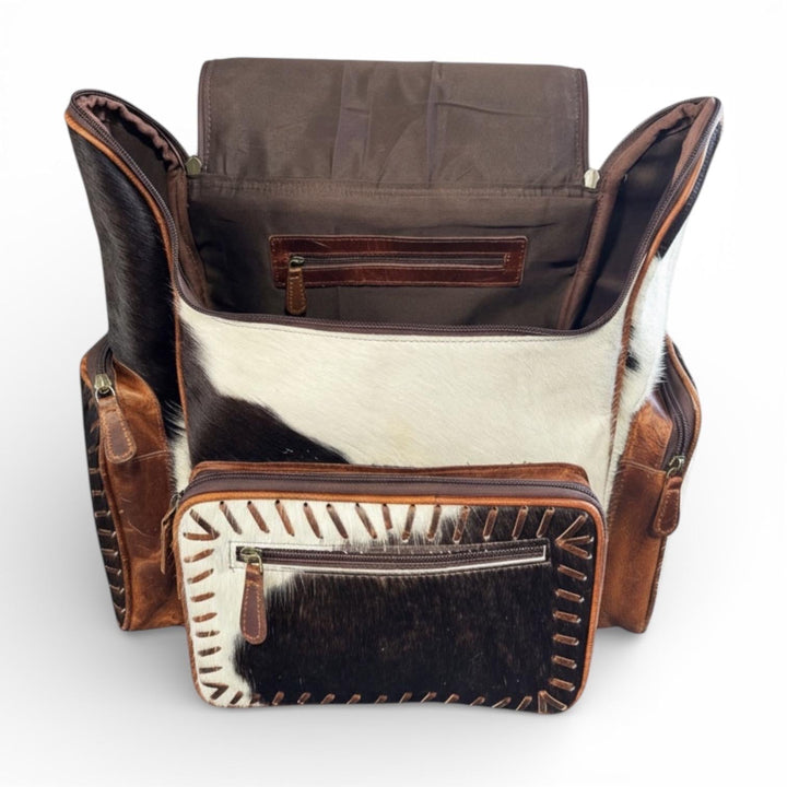Genuine Western Cowhide Leather Backpack Diaper Bag Personal Item carry-on luggage by Double B Wild Rags Double B Wild Rags