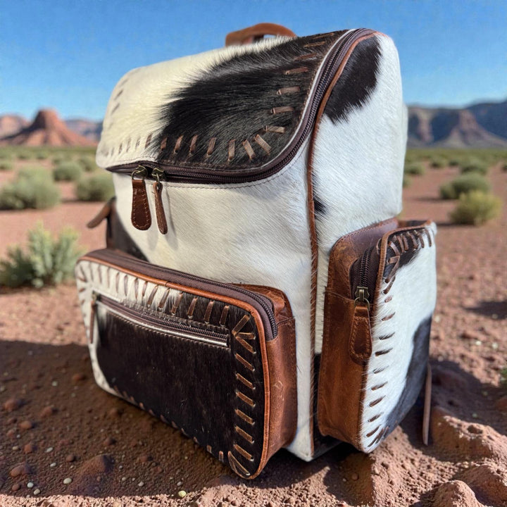 Genuine Western Cowhide Leather Backpack Diaper Bag Personal Item carry-on luggage by Double B Wild Rags Double B Wild Rags