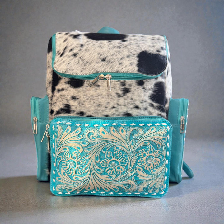 Turquoise Genuine Leather & Cowhide Western Backpack