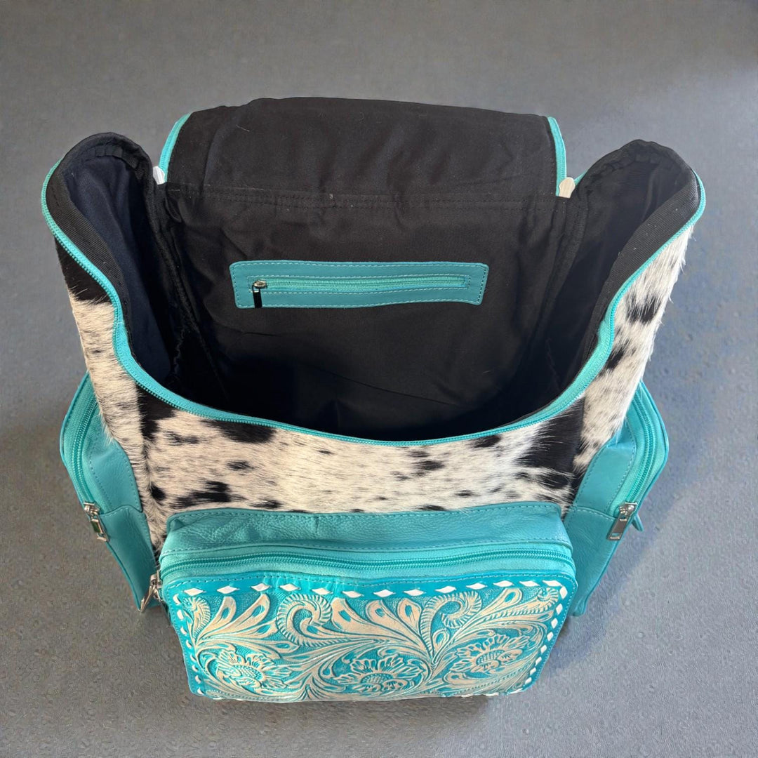 Turquoise Genuine Leather & Cowhide Western Backpack