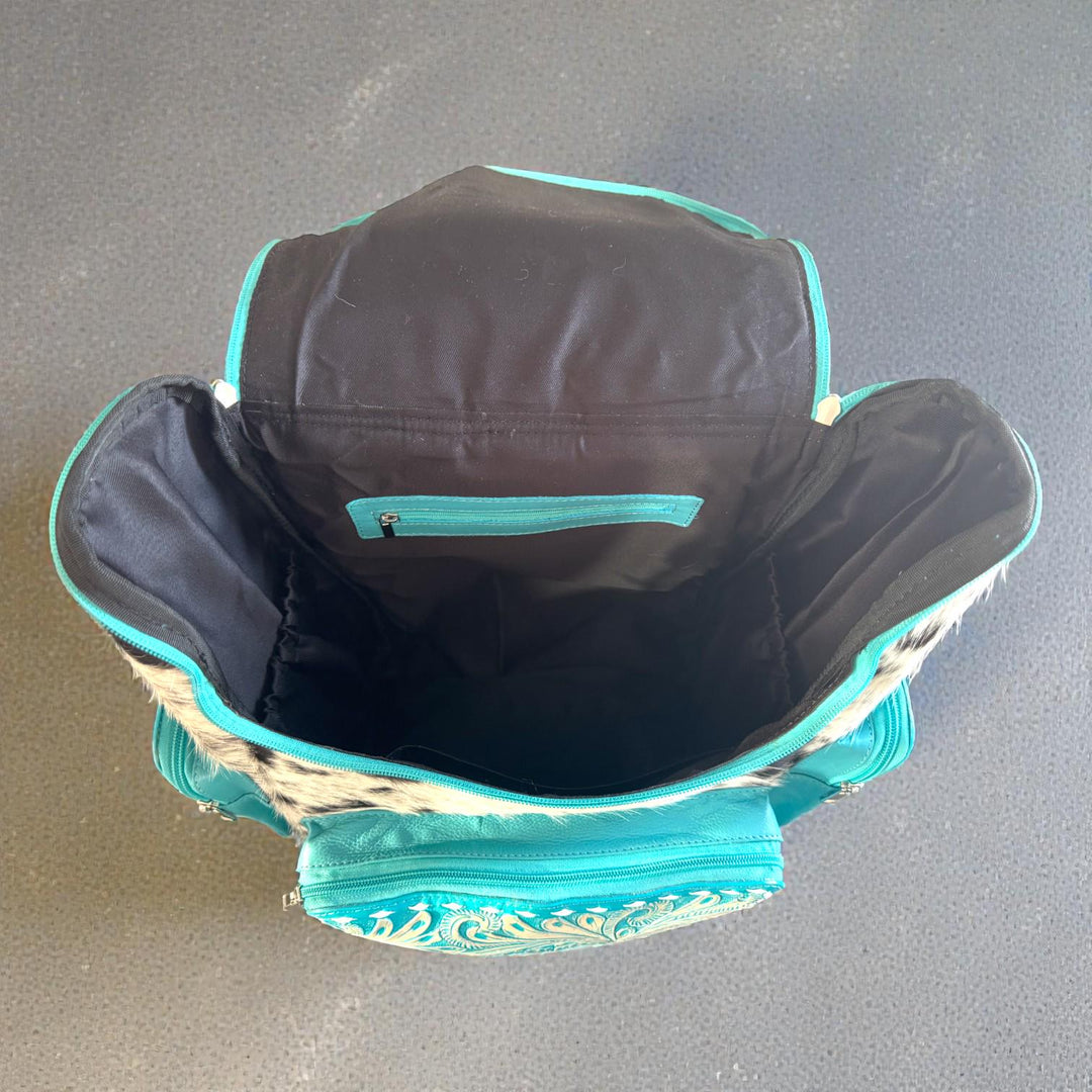 Turquoise Genuine Leather & Cowhide Western Backpack