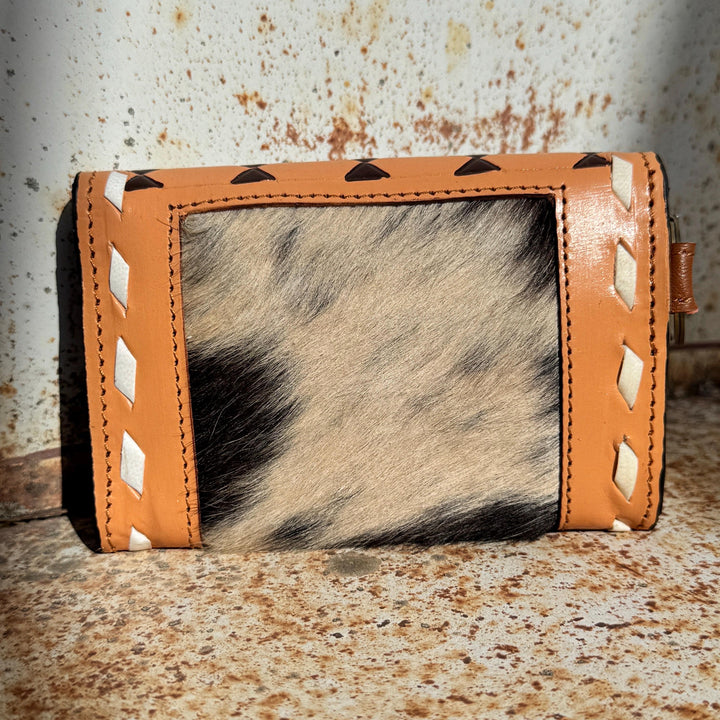 Caramel Espresso Checkered Speedy Western Genuine Leather Purse Double B Wild Rags