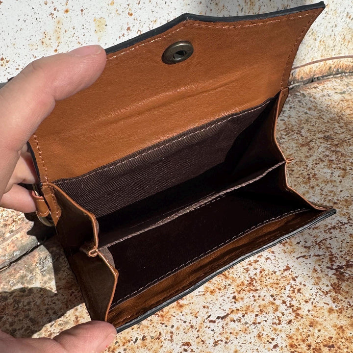Caramel Espresso Checkered Speedy Western Genuine Leather Purse Double B Wild Rags