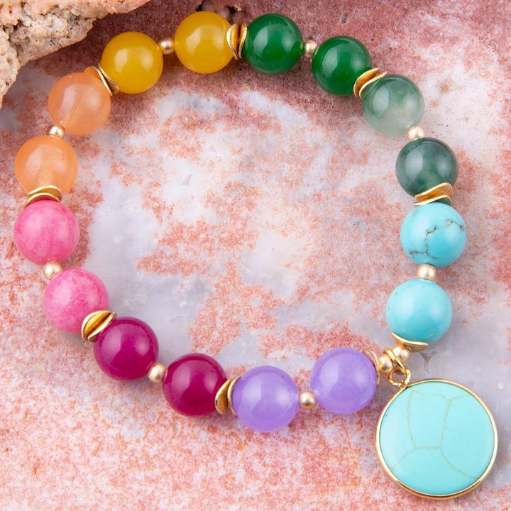 Kaleidoscope Multistone Blue Turquoise Charm Bracelet