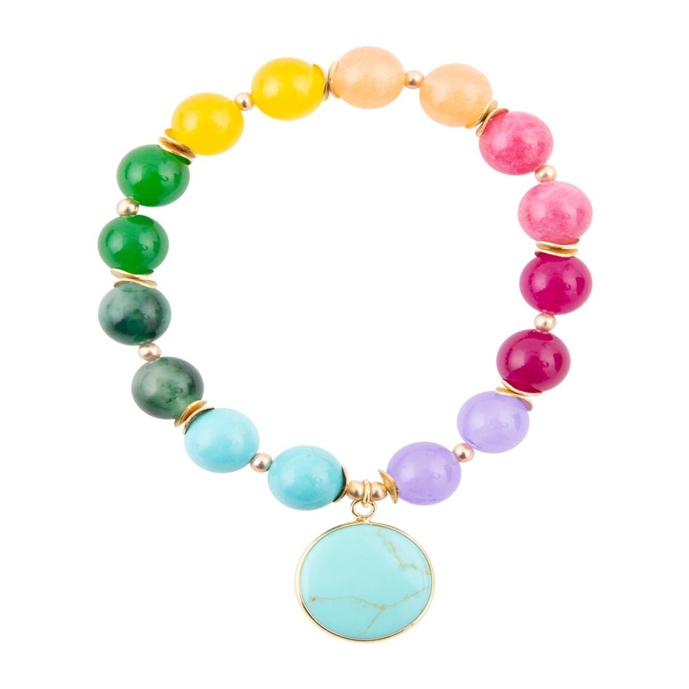 Kaleidoscope Multistone Blue Turquoise Charm Bracelet