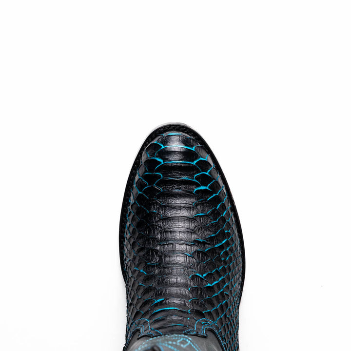 Marco Di Milano Kansas Black / Blue Genuine Python Skin Western Boots