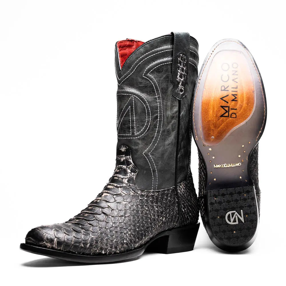 Marco Di Milano Kansas Stone Genuine Python Skin Cowboy Boot - Neon ...