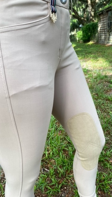 Espoir Equestrian High Waist Hunter Coolmax Tan Breeches -Knee Patch