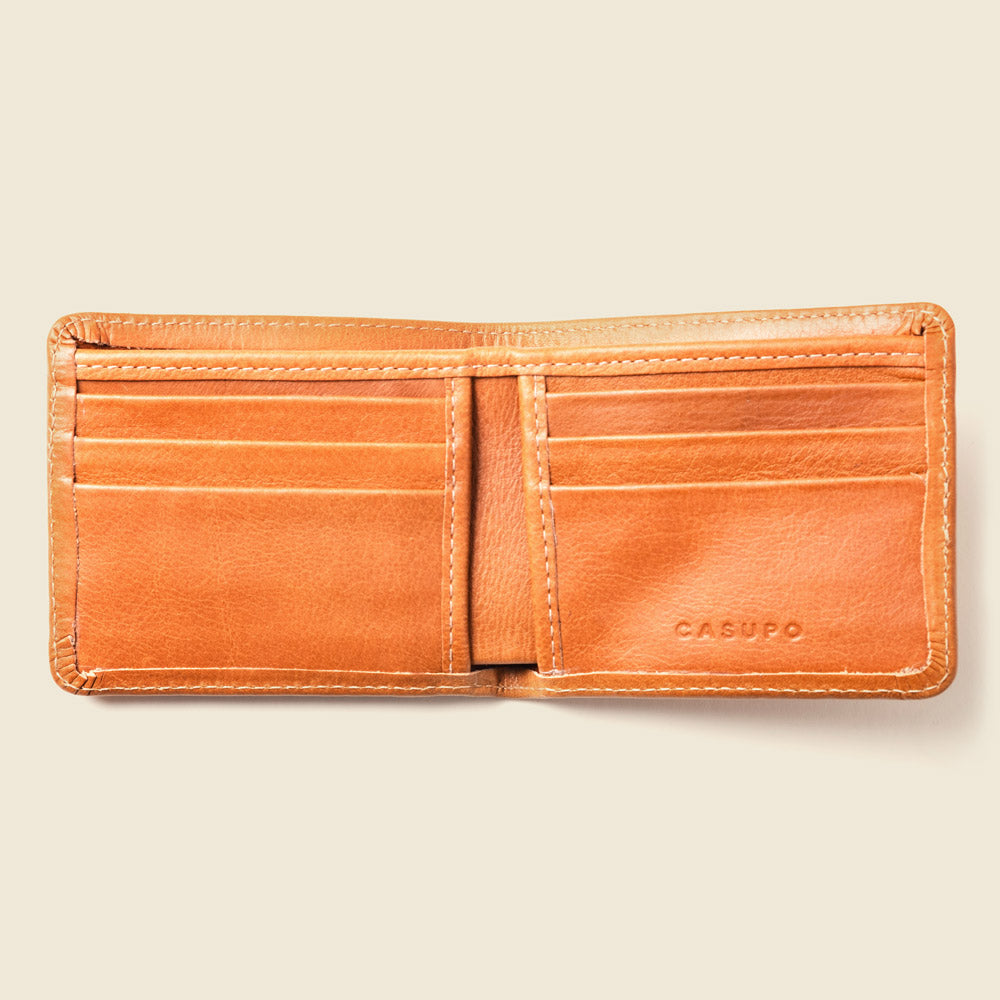 Large Leather Billfold Wallet with RFID protection - Natural