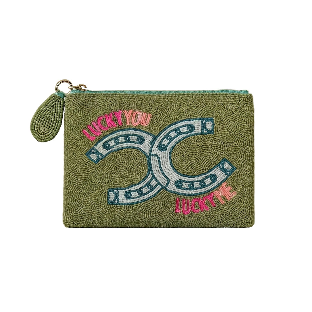 Lucky You, Lucky Me Large Beaded Pouch Tucker Tweed Equestrian