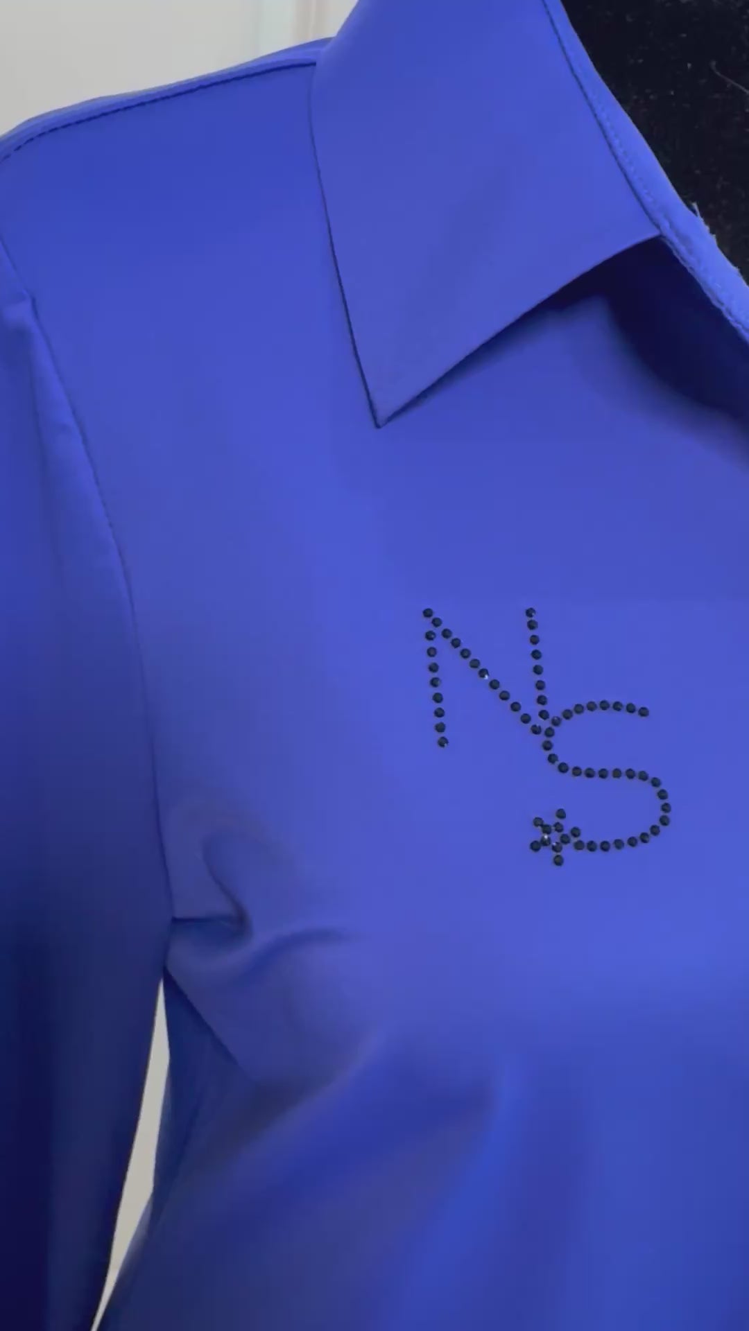 Neon Spur Royal Blue 4-Way Stretch Button Up Rodeo Shirt -Black Crystal Logo