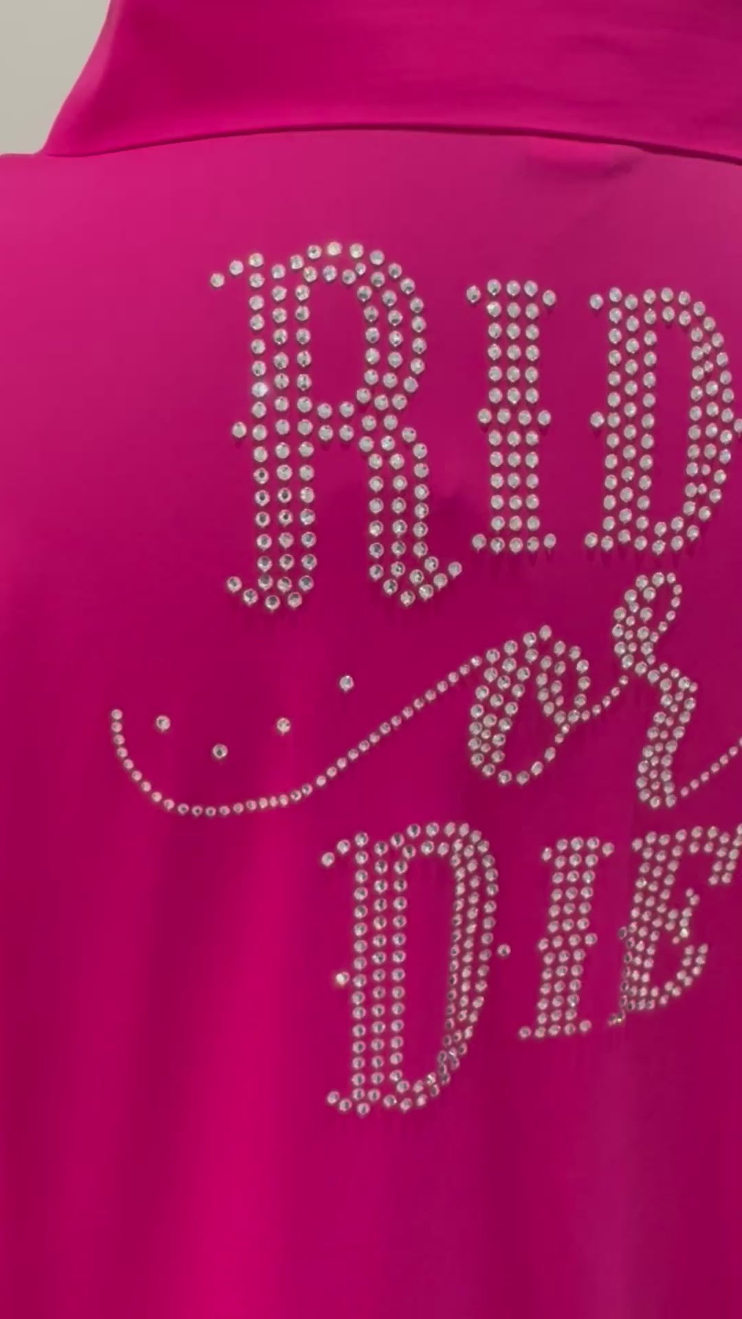 Ride Or Die Rhinestone Button Up 4 Way Stretch Rodeo Shirt - Fuchsia