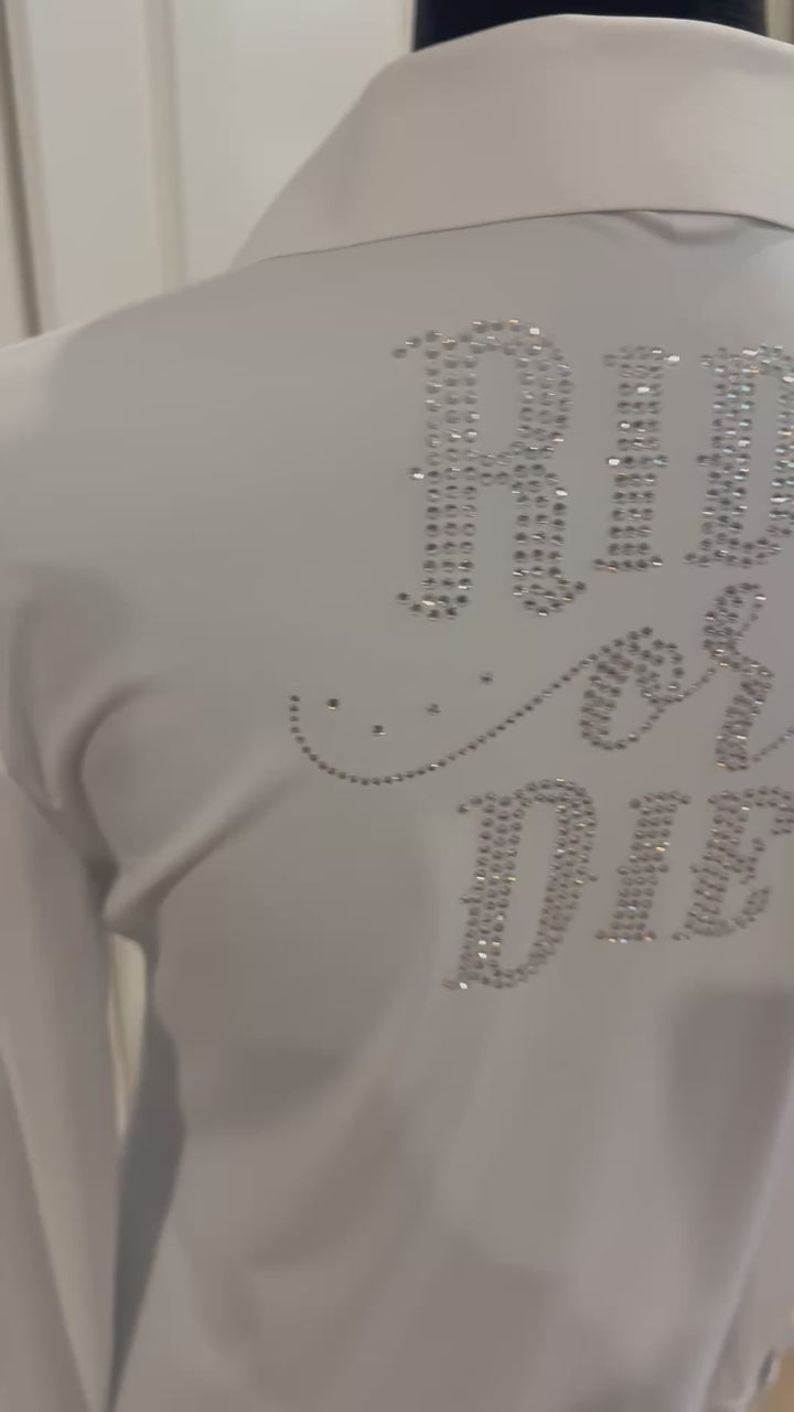 Ride Or Die Rhinestone Button Up 4 Way Stretch Rodeo Shirt -White