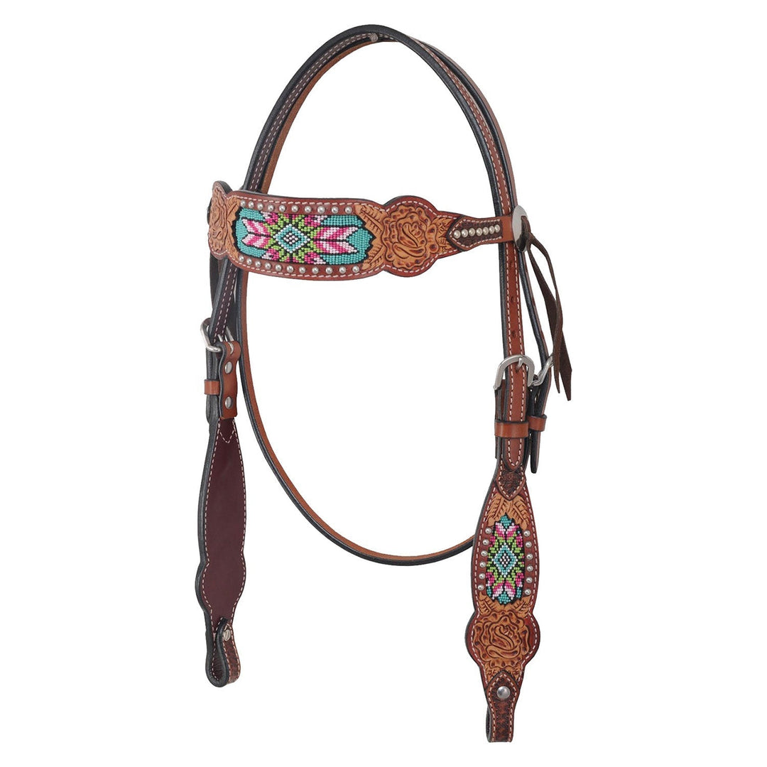 Rafter T Beaded Inlay Browband Headstall Jeffers