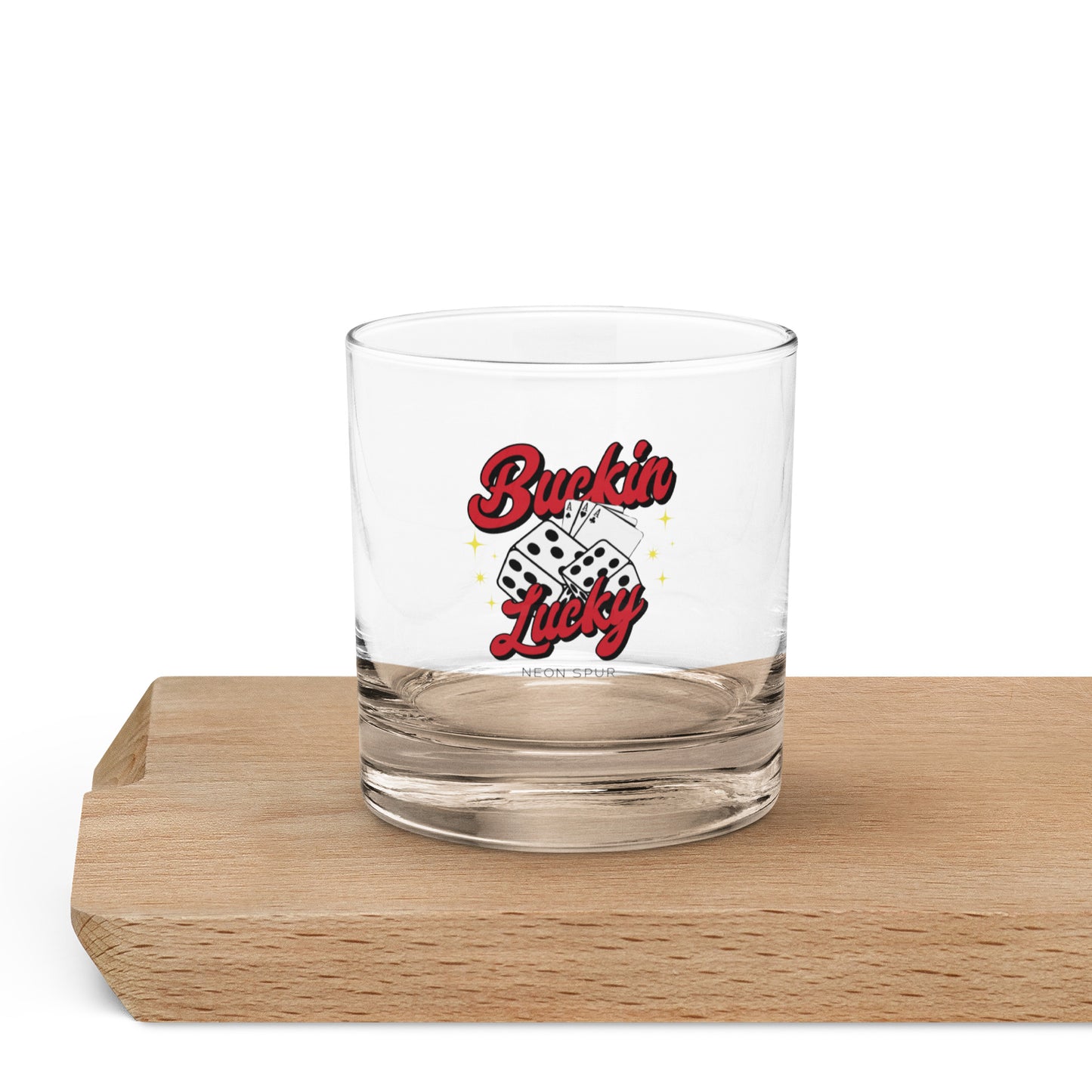 Buckin Lucky On The Rocks Glass