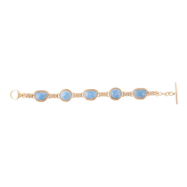Roped Denim Blue Lapis Golden Link Bracelet