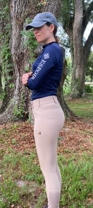 Espoir Equestrian High Waist Hunter Coolmax Tan Breeches -Knee Patch