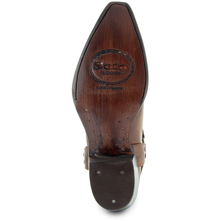 Women's Brown Leather Harness Boots