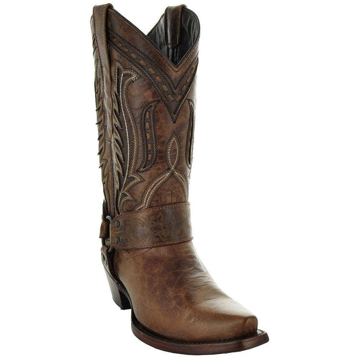 Women's Brown Leather Harness Boots