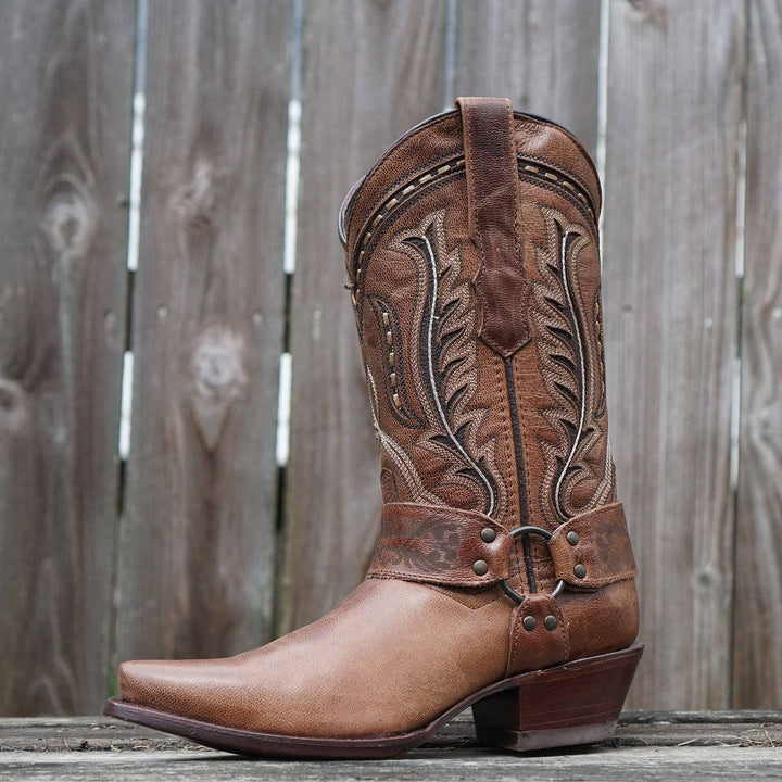 Women's Brown Leather Harness Boots