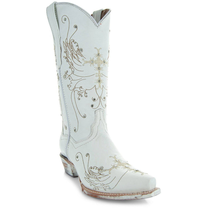 White Rhinestone Wedding Cowgirl Boots