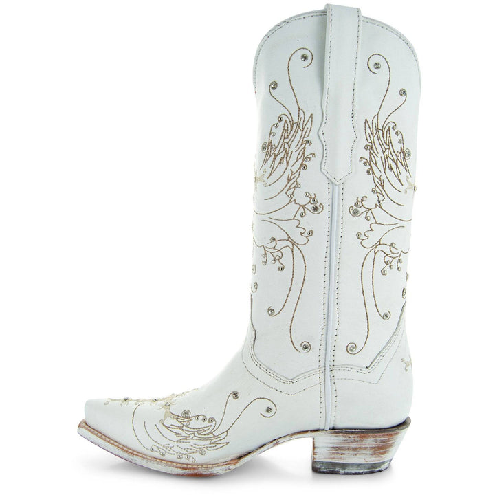 White Rhinestone Wedding Cowgirl Boots