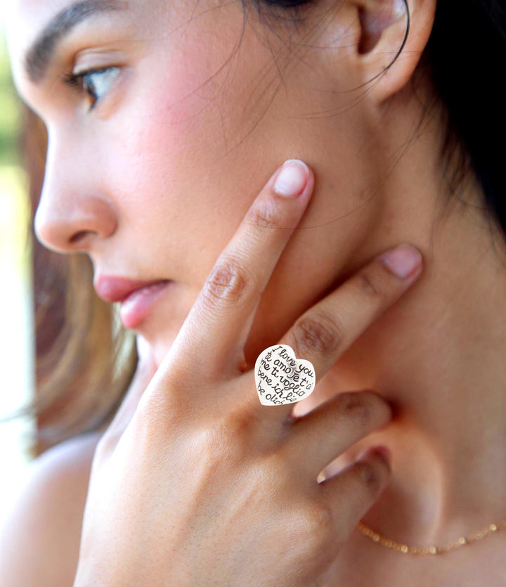 Sterling Silver Engraved Heart Statement Ring Barse Jewelry