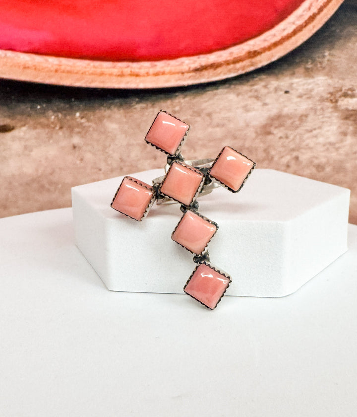 Diamond Pink Conch Cross Ring