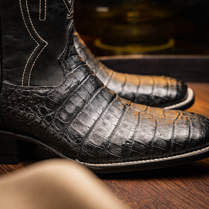 Marco Di Milano Tucson Black Caiman Cowboy Boots
