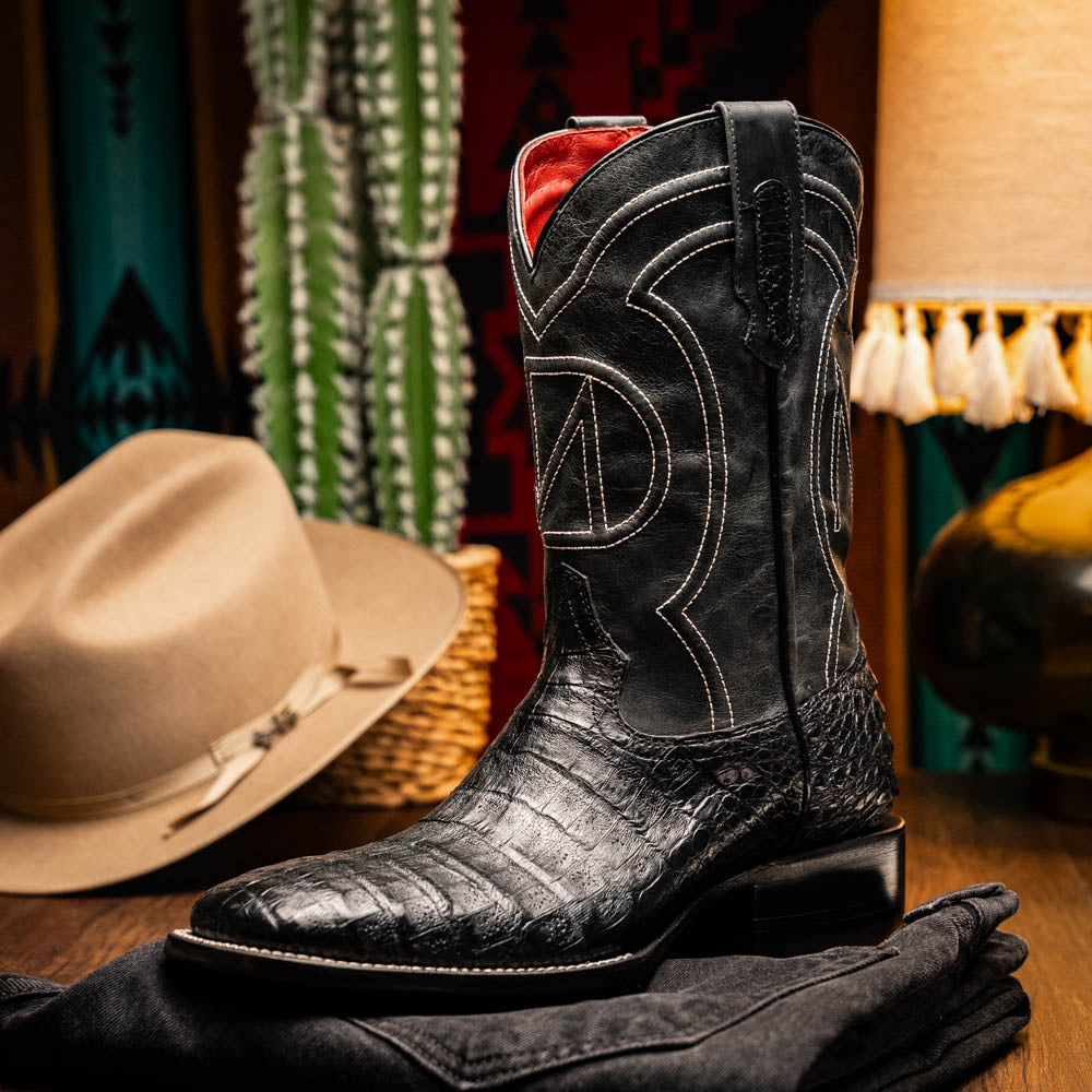 Marco Di Milano Tucson Black Caiman Cowboy Boots