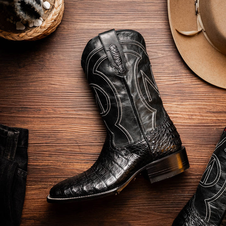 Marco Di Milano Tucson Black Caiman Cowboy Boots