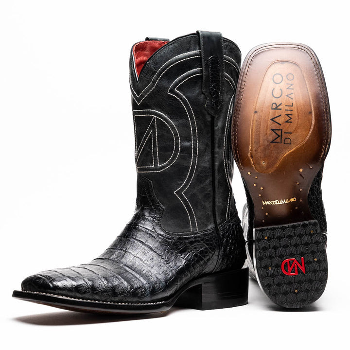 Marco Di Milano Tucson Black Caiman Cowboy Boots